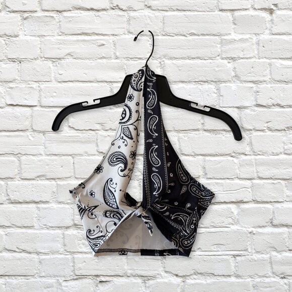 SHEIN Tops - Bandana Print Tie Front Crop | Women's XS